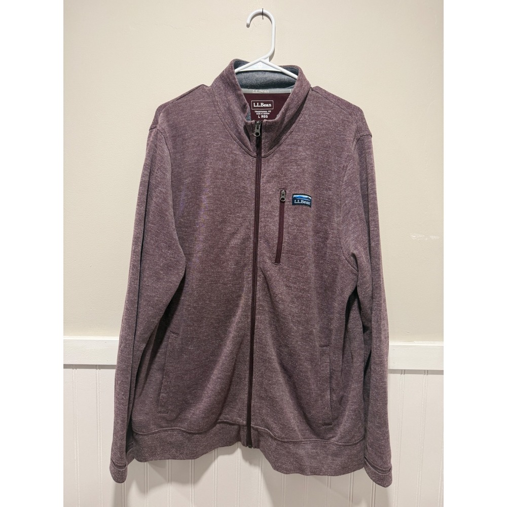 L.L. Bean Comfort Stretch Piqué Full-Zip Jacket Purple Athletic Men Size Large